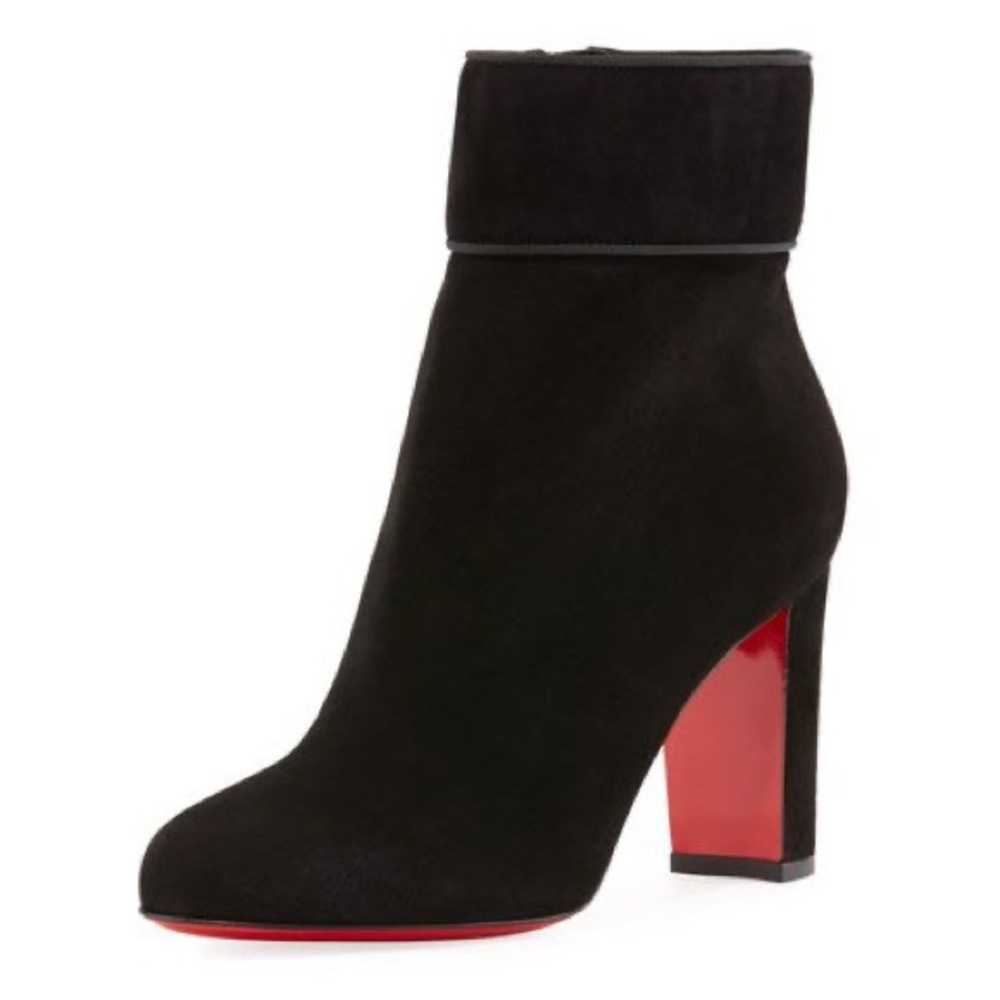 Christian Louboutin Moulamax 85 Velvet Black Ankle Boots Women's Size 39.5 NWT